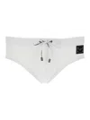 Dolce & Gabbana White Swimwear With Logo Drawstring And Logo Tag In Tech Fabric Man In White