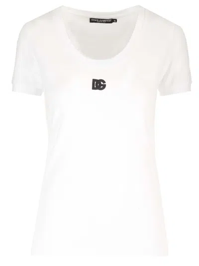 Dolce & Gabbana White T-shirt Dg In Bianco