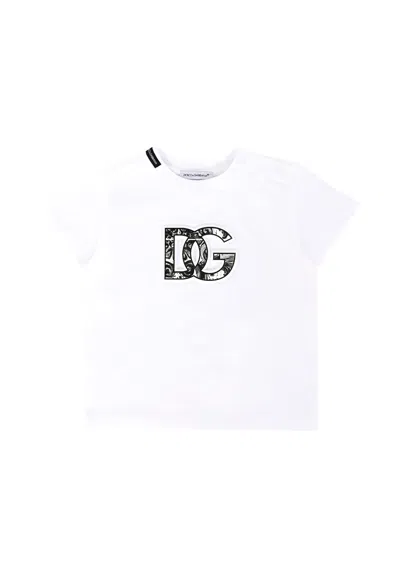 Dolce & Gabbana White T-shirt For Baby Boy With Dg Logo