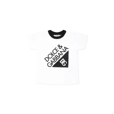 Dolce & Gabbana White T-shirt For Baby Kids With Logo