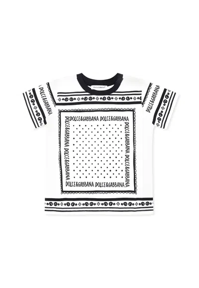 Dolce & Gabbana Babies' White T-shirt For Bbay Boy With Bandana Print