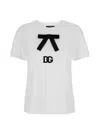 Dolce & Gabbana White T-shirt With Bow On The Front And Dg Logo In White