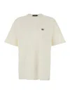 Dolce & Gabbana White T-shirt With Crew Neck And Applied Logo Plate On The Chest In Cotton Man In White