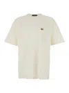 Dolce & Gabbana White T-shirt With Crew Neck And Applied Logo Plate On The Chest