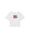 DOLCE & GABBANA WHITE T-SHIRT WITH DG CART PATCH AND KNOT