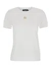 Dolce & Gabbana White T-shirt With Dg Logo On The Front Finished With Rhinestones In Cotton Woman