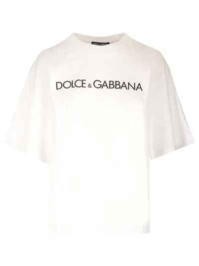 Dolce & Gabbana White T-shirt With Logo In Bianco