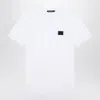 Dolce & Gabbana White Crewneck T-shirt With Logo Plate In Cotton Man In White