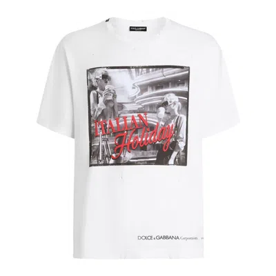 Dolce & Gabbana White Cotton T-shirt In Multi