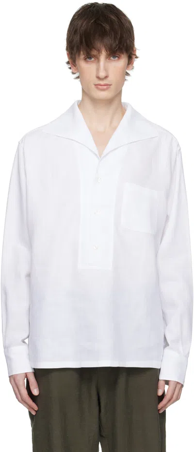 Dolce & Gabbana White Three-button Long-sleeved Linen Shirt