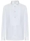 Dolce & Gabbana White Cotton Poplin Gold Tuxedo Shirt In White