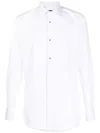 Dolce & Gabbana White Cotton Poplin Gold Tuxedo Shirt In White