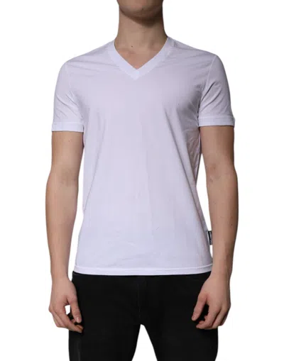 Dolce & Gabbana White V-neck Short Sleeves Underwear Men's T-shirt