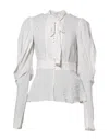Dolce & Gabbana White Viscose Ascot Collar Long Sleeves Top In White