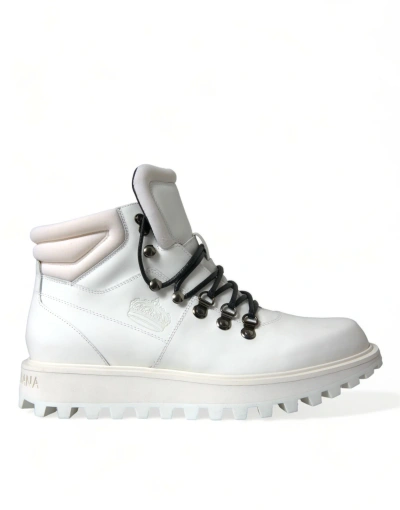 DOLCE & GABBANA WHITE VULCANO TREKKING ANKLE BOOTS SHOES