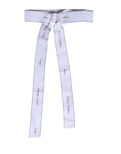 Dolce & Gabbana White Waist Ribbon Wide Bow Logo Women's Belt