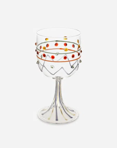 Dolce & Gabbana White Wine Glass In Multicolor