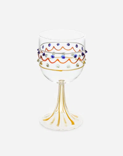 Dolce & Gabbana White Wine Glass In Multicolor