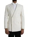 Dolce & Gabbana White Wool Martini Double Breasted Blazer In White
