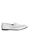 Dolce & Gabbana White Woven Leather Slip On Loafers Men Shoes In White