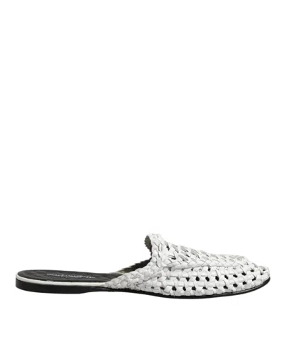 Pre-owned Dolce & Gabbana White Woven Slides Mules Men Sandals Men's Shoes ()