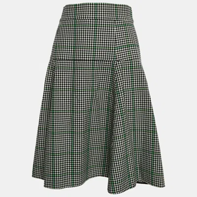 Pre-owned Dolce & Gabbana White/black Jacquard Flared Midi Skirt L In Multi