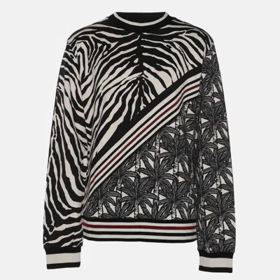 Pre-owned Dolce & Gabbana White/black Printed Knit Sweatshirt Xxl