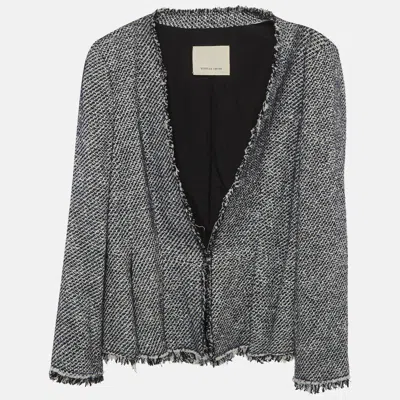 Pre-owned Dolce & Gabbana White/black Tweed Long Sleeve Jacket L