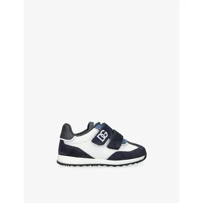 Dolce & Gabbana White/navy Kids' Dna Sport Mesh And Suede Trainers Eur 30 / 12 Uk In Multi