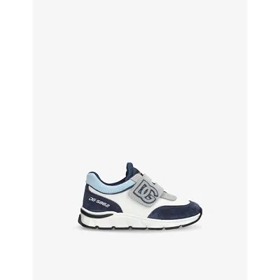 Dolce & Gabbana White/oth Kids' Logo-embroidered Suede And Mesh Low-top Trainers Eur 21 /5 Uk