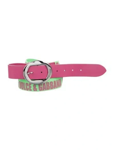 Pre-owned Dolce & Gabbana Wide Canvas Belt In Multi
