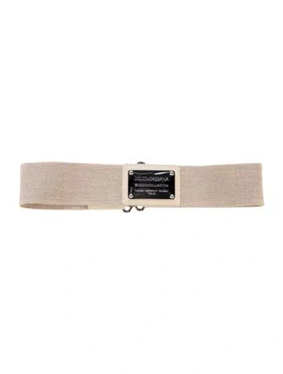 Pre-owned Dolce & Gabbana Wide Canvas Waist Belt In Neutrals
