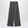Dolce & Gabbana Striped Wide-leg Wool-blend Trousers In Gray