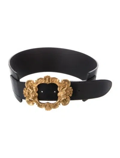 Pre-owned Dolce & Gabbana Wide Leather Belt In Black/gold