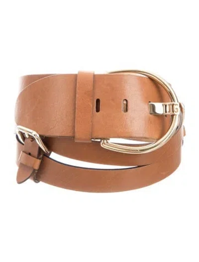 Pre-owned Dolce & Gabbana Wide Leather Belt In Brown