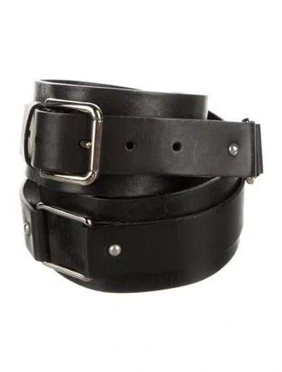 Pre-owned Dolce & Gabbana Wide Leather Belt Kit In Black