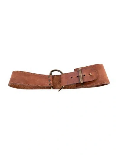 Pre-owned Dolce & Gabbana Wide Leather Waist Belt In Brown