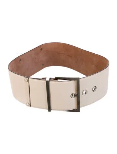 Pre-owned Dolce & Gabbana Wide Leather Waist Belt In Neutral