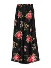 Dolce & Gabbana Women Wide-leg Pants With A Rose Bouquet Print In Black