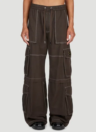 Dolce & Gabbana Wide Leg Cargo Pants In Brown