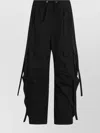 Dolce & Gabbana Wide Leg Cargo Trousers Pleated And Strap In Black
