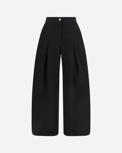Dolce & Gabbana Wide-leg Cotton Jeans In Black