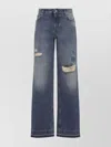 Dolce & Gabbana Wide-leg Distressed Five-pocket Jeans In Blue