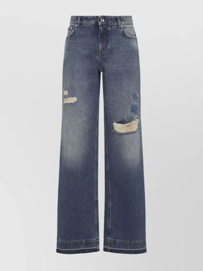 DOLCE & GABBANA WIDE-LEG DISTRESSED FIVE-POCKET JEANS