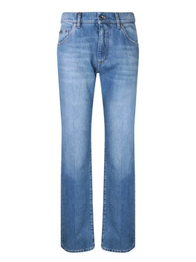 Dolce & Gabbana Logo Wide Jeans In Blue