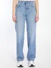 Dolce & Gabbana Blue Five Pocket Jeans With Metallic Logo Patch On The Back In Denim Woman In Light Blue