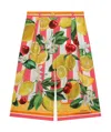 Dolce & Gabbana Wide-leg Lemon-print Trousers In Multicolor