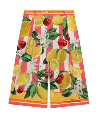 DOLCE & GABBANA DOLCE  GABBANA KIDS LEMON-PRINTED PLEAT TROUSERS
