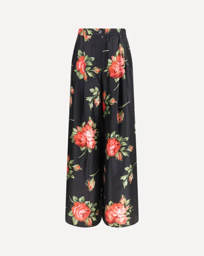DOLCE & GABBANA WIDE-LEG PANTS WITH A ROSE BOUQUET PRINT