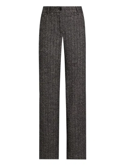 Dolce & Gabbana Wide-leg Pinstriped Trousers In Gray